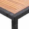 Gartentisch Schwarz 200x150x74cm Poly Rattan Akazie Massivholz