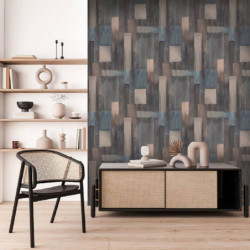 DUTCH WALLCOVERINGS Tapete Wood Blau und Braun