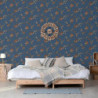 DUTCH WALLCOVERINGS Tapete Flower Dunkelblau und Bronzen