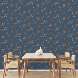 DUTCH WALLCOVERINGS Tapete Flower Dunkelblau und Bronzen