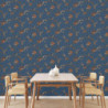 DUTCH WALLCOVERINGS Tapete Flower Dunkelblau und Bronzen