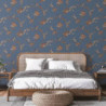 DUTCH WALLCOVERINGS Tapete Flower Dunkelblau und Bronzen