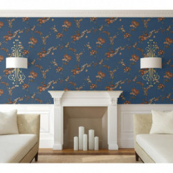 DUTCH WALLCOVERINGS Tapete Flower Dunkelblau und Bronzen