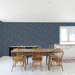 DUTCH WALLCOVERINGS Tapete Flower Dunkelblau und Bronzen