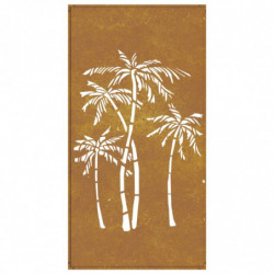 Garten-Wanddeko 105x55 cm Cortenstahl Palmen-Design