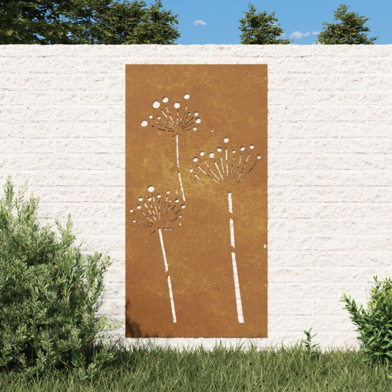 Garten-Wanddeko 105x155 cm Cortenstahl Blumen-Design
