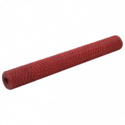 Drahtzaun Stahl mit PVC-Beschichtung 25x1,2 m Rot