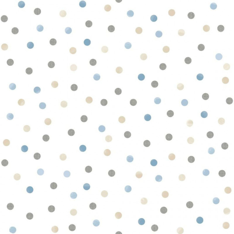 Noordwand Tapete Mondo baby Confetti Dots Weiß, Blau, Grau und Beige