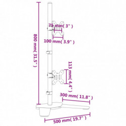 Tischhalterung für 2 Monitore Schwarz Stahl VESA 75/100 mm