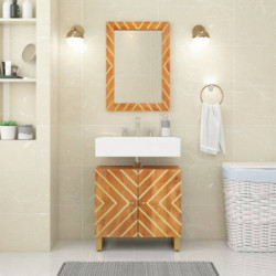 Badezimmerspiegel Braun 50x70x3 cm Massivholz Mango und Glas