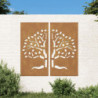2-tlg. Garten-Wanddeko 105x155 cm Cortenstahl Baum-Design