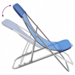 Strandstühle 2 Stk. Blau Textilene & Pulverbeschichteter Stahl