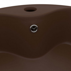 Luxus-Waschbecken mit Überlauf Matt Dunkelbraun 36x13cm Keramik