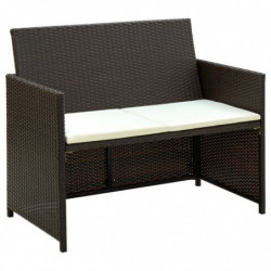 4-tlg. Garten-Lounge-Set Evim mit Auflagen Poly Rattan Braun