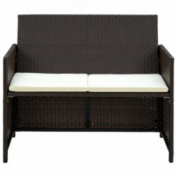 4-tlg. Garten-Lounge-Set Evim mit Auflagen Poly Rattan Braun