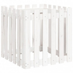 Pflanzkübel Lattenzaun-Design Weiß 60x60x60cm Massivholz Kiefer