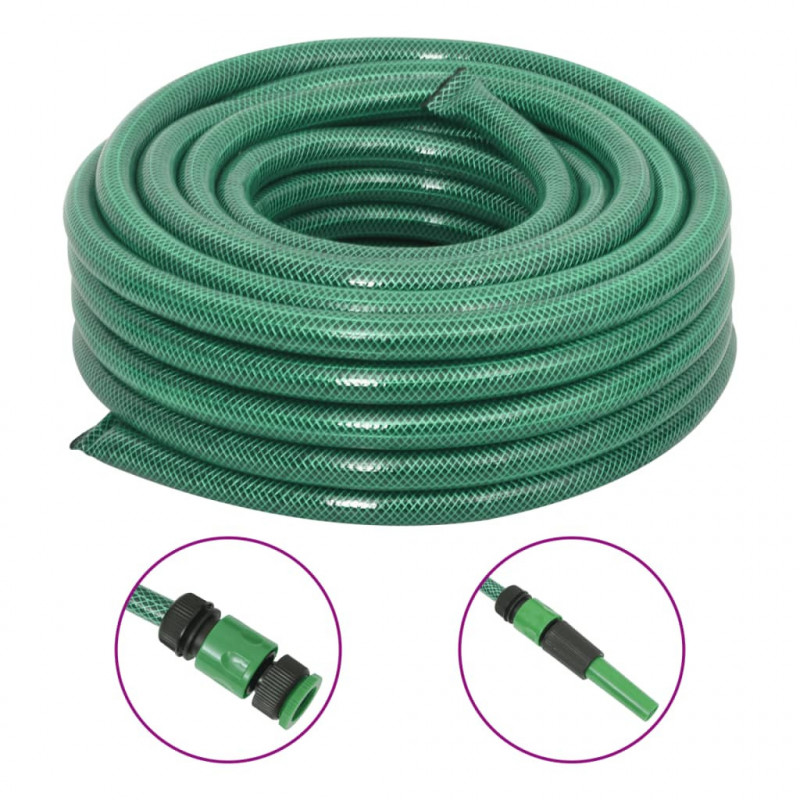 Gartenschlauch mit Armaturen-Set Grün 0,9" 50 m PVC