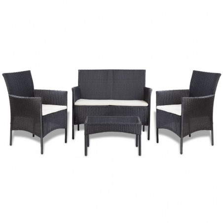 4-tlg. Garten-Lounge-Set Fares mit Auflagen Poly Rattan Schwarz