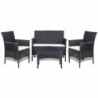 4-tlg. Garten-Lounge-Set Fares mit Auflagen Poly Rattan Schwarz