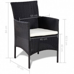 4-tlg. Garten-Lounge-Set Fares mit Auflagen Poly Rattan Schwarz