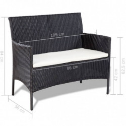 4-tlg. Garten-Lounge-Set Fares mit Auflagen Poly Rattan Schwarz