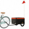 Lastenanhänger für Fahrrad Schwarz und Orange 30 kg Eisen