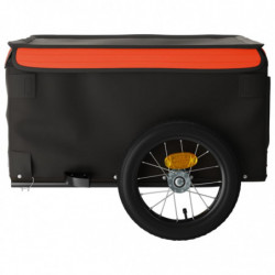 Lastenanhänger für Fahrrad Schwarz und Orange 30 kg Eisen
