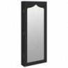 Schmuckschrank mit Spiegel Wandmontage Schwarz 37,5x10x90 cm