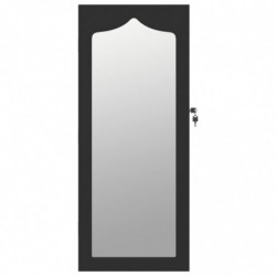 Schmuckschrank mit Spiegel Wandmontage Schwarz 37,5x10x90 cm