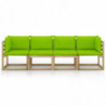 4-Sitzer-Gartensofa Ephraim mit Hellgrünen Kissen