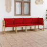 4-Sitzer-Gartensofa Erasmus mit Roten Kissen