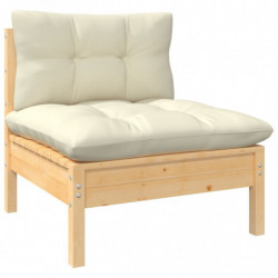 4-tlg. Garten-Lounge-Set Friederieke mit Creme Kissen Massivholz Kiefer