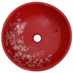 Aufsatzwaschbecken Schwarz und Rot Rund Ø41x14 cm Keramik