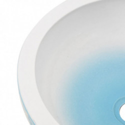 Aufsatzwaschbecken Weiß und Blau Rund Ø41x14 cm Keramik
