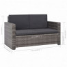 2-tlg. Garten-Lounge-Set Aurel mit Auflagen Poly Rattan Grau