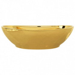 Waschbecken mit Überlauf 58,5 x 39 x 21 cm Keramik Golden