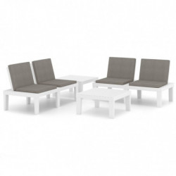 4-tlg. Garten-Lounge-Set Friedjof mit Auflagen Kunststoff Weiß