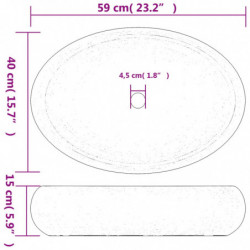 Aufsatzwaschbecken Schwarz und Grau Oval 59x40x15 cm Keramik