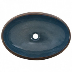 Aufsatzwaschbecken Braun und Blau Oval 59x40x15 cm Keramik