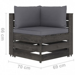 2-Sitzer-Gartensofa Arnoldina mit Kissen Grau Imprägniertes Holz