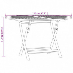 Gartentisch Klappbar Ø 120x75 cm Massivholz Teak