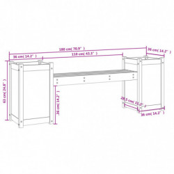 Gartenbank mit Pflanzkübeln 180x36x63 cm Massivholz Kiefer