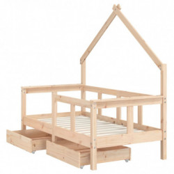 Kinderbett mit Schubladen 70x140 cm Massivholz Kiefer