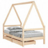 Kinderbett mit Schubladen 80x160 cm Massivholz Kiefer