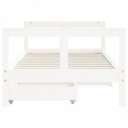 Kinderbett mit Schubladen Weiß 80x160 cm Massivholz Kiefer