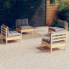 4-tlg. Garten-Lounge-Set Friso mit Grauen Kissen Kiefernholz