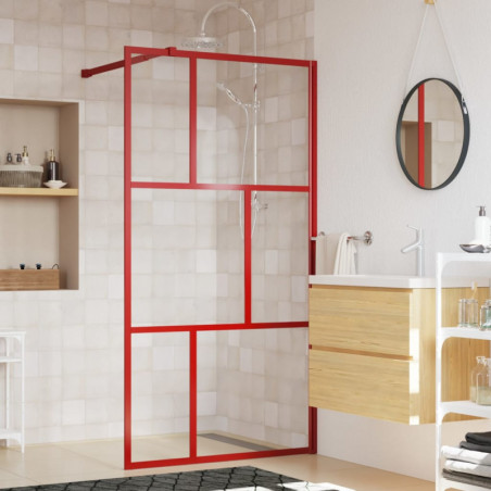 Duschwand für Begehbare Dusche mit ESG Klarglas Rot 115x195 cm