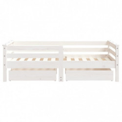 Kinderbett mit Schubladen Weiß 70x140 cm Massivholz Kiefer