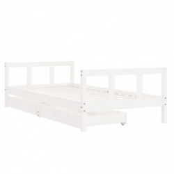 Kinderbett mit Schubladen Weiß 90x190 cm Massivholz Kiefer