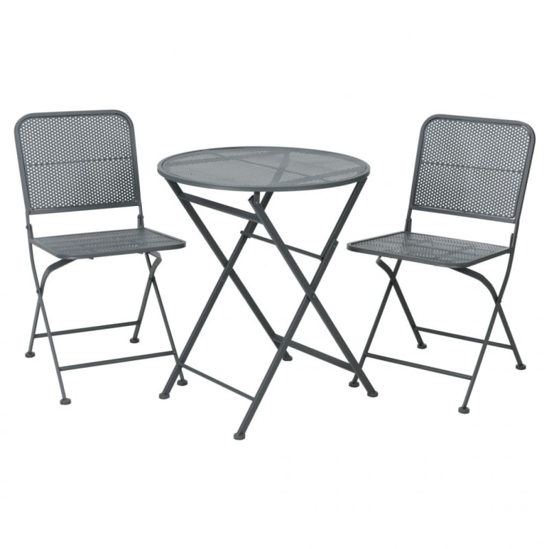 ProGarden 3-tlg. Garten-Bistro-Set Stahl Schwarz